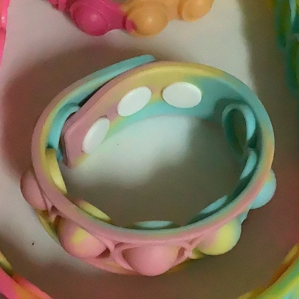 Colorful Pop Bubble Fidget Necklace and Bracelets. Preloved